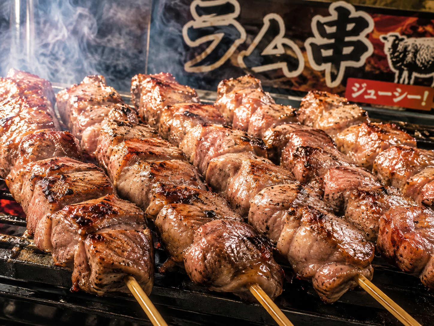 高崎まつりで販売した焼きたてのラム串